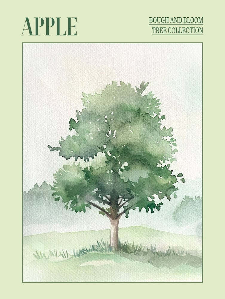 Apple Tree Atmospheric Watercolour Painting 4 Poster