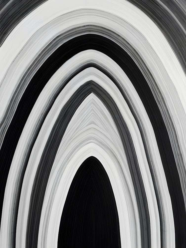 Dynamic Arches Abstract Print - Striking Black and White