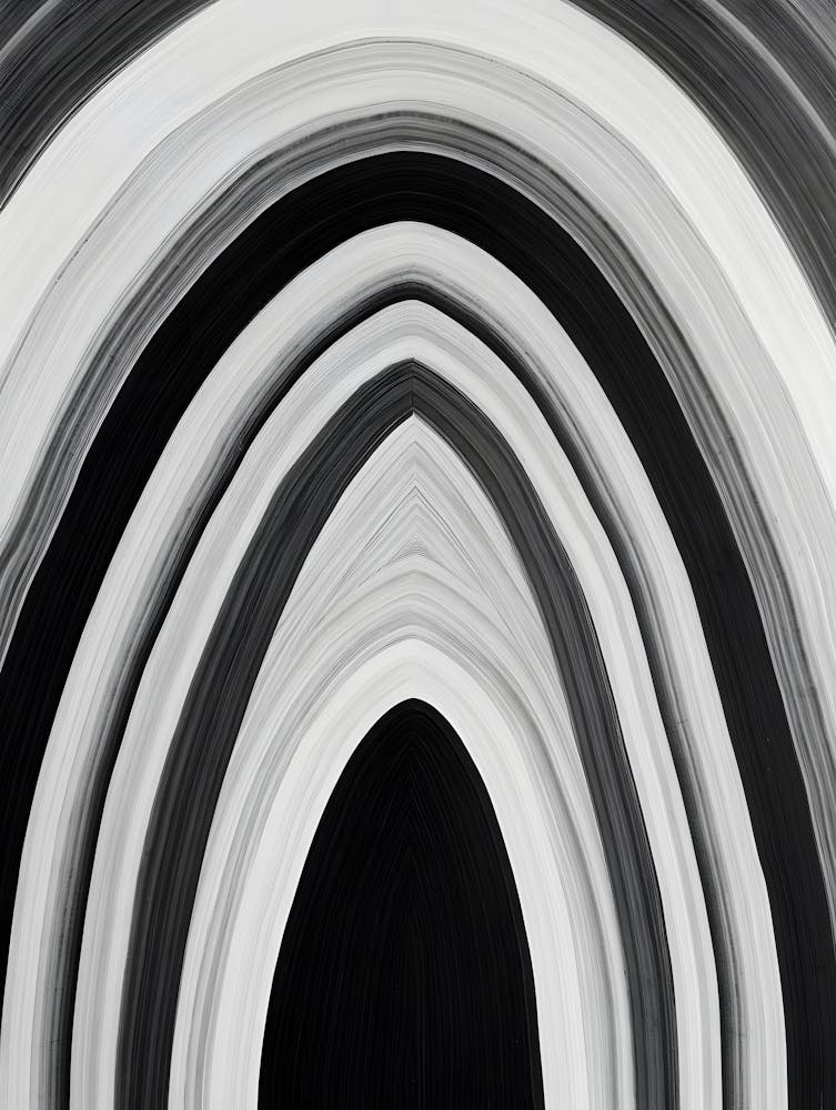 Dynamic Arches Abstract Print - Striking Black and White