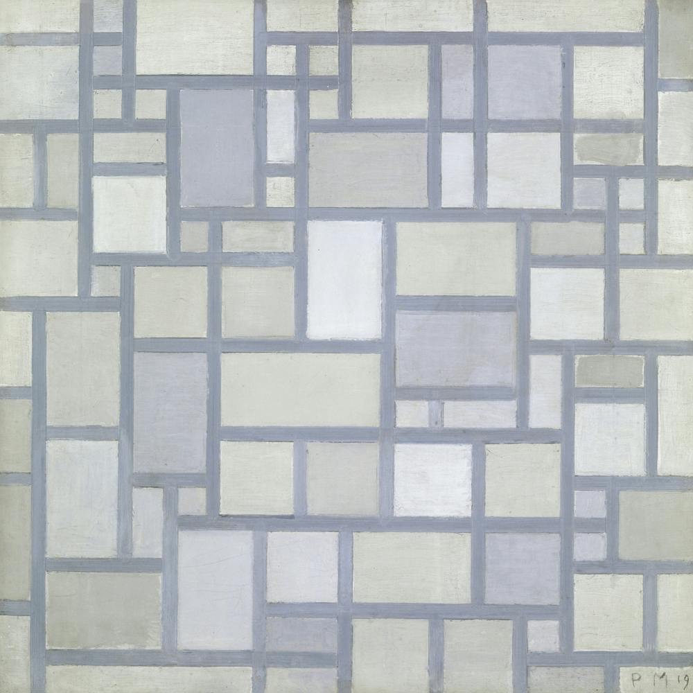 Composition In Bright Colors With Gray Lines, Piet Mondrian Square