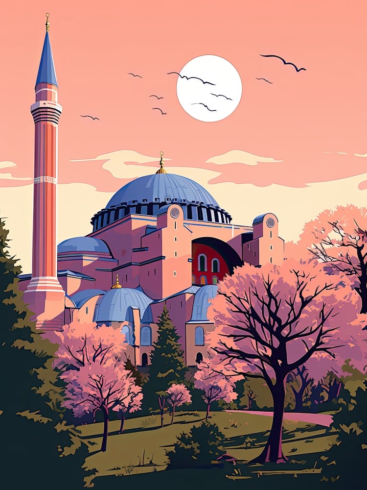 Hagia Sophia   Istanbul, Turkey   Cute Botanical Illustration Travel 2