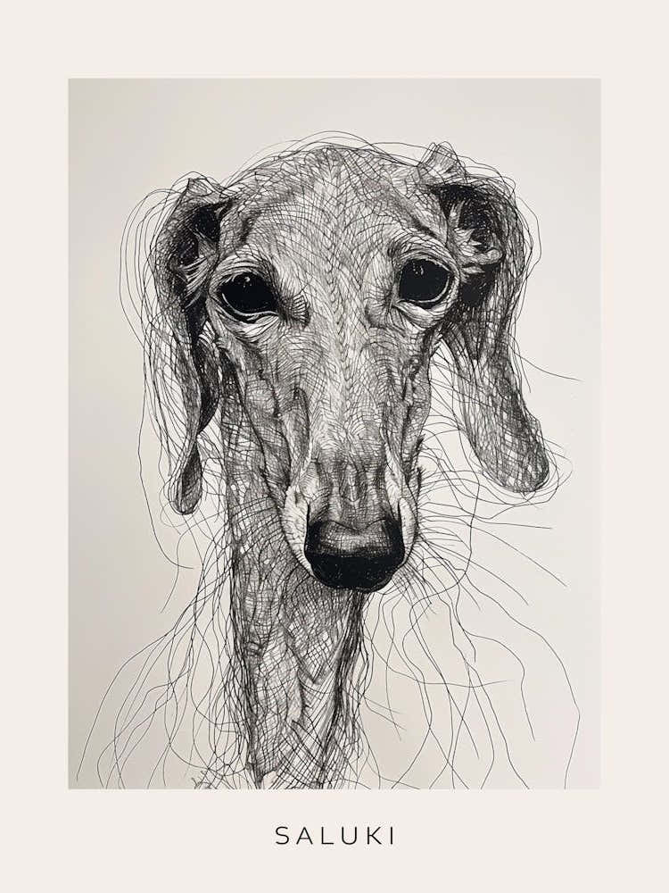Saluki Dog Line Sketch 2 Poster