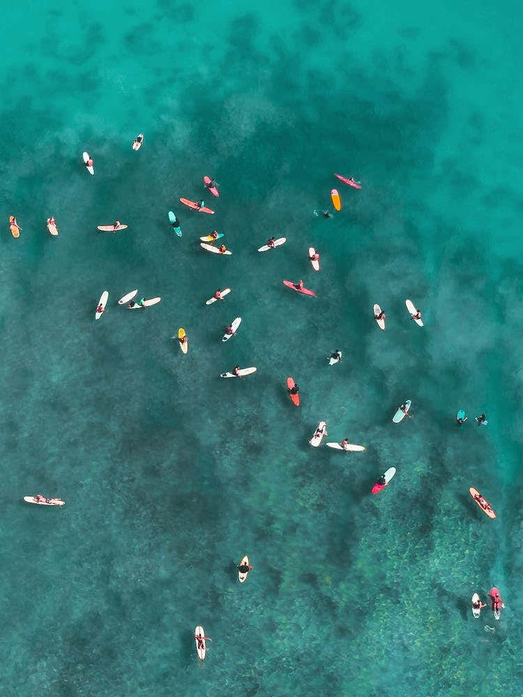 Aerial Ocean Love - Surfers Print