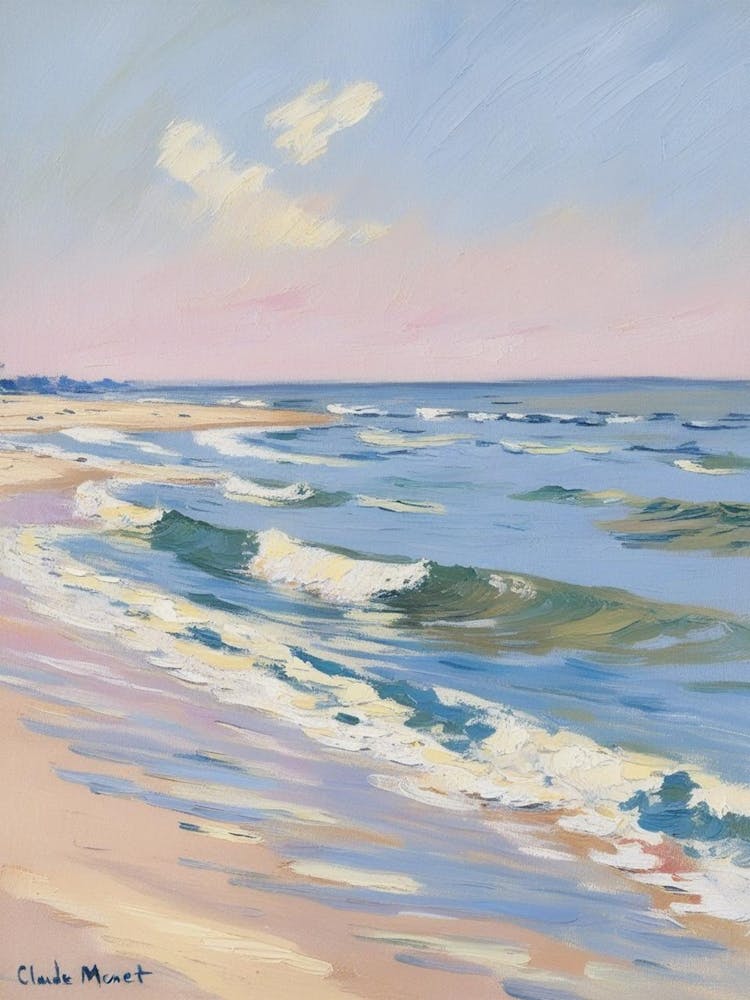 Beach At Sunset Inspired By Claude Monet