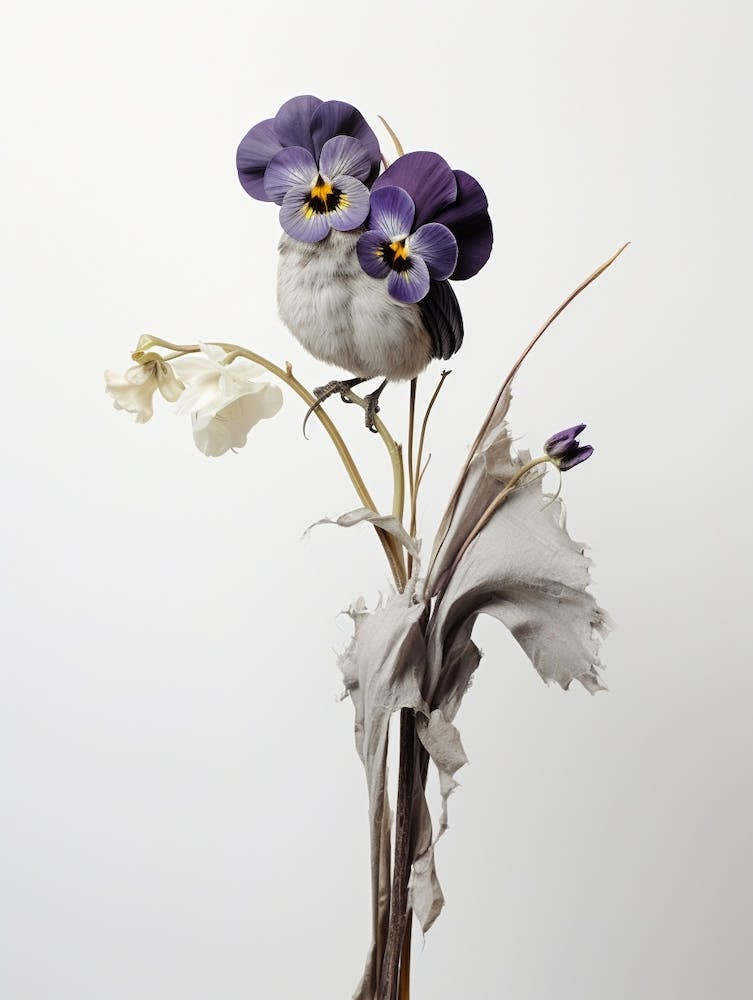 Pressed Wildflower Botanical Art Birds Foot Violet Viola