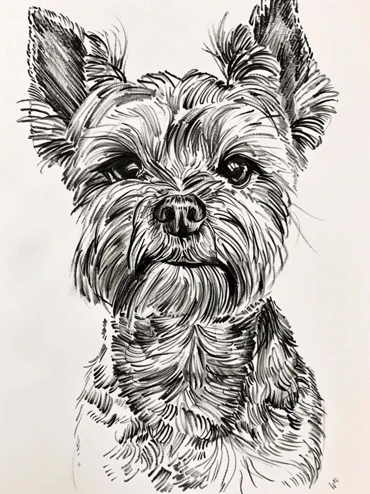 Yorkshire Terrier Dog Line Sketch 1