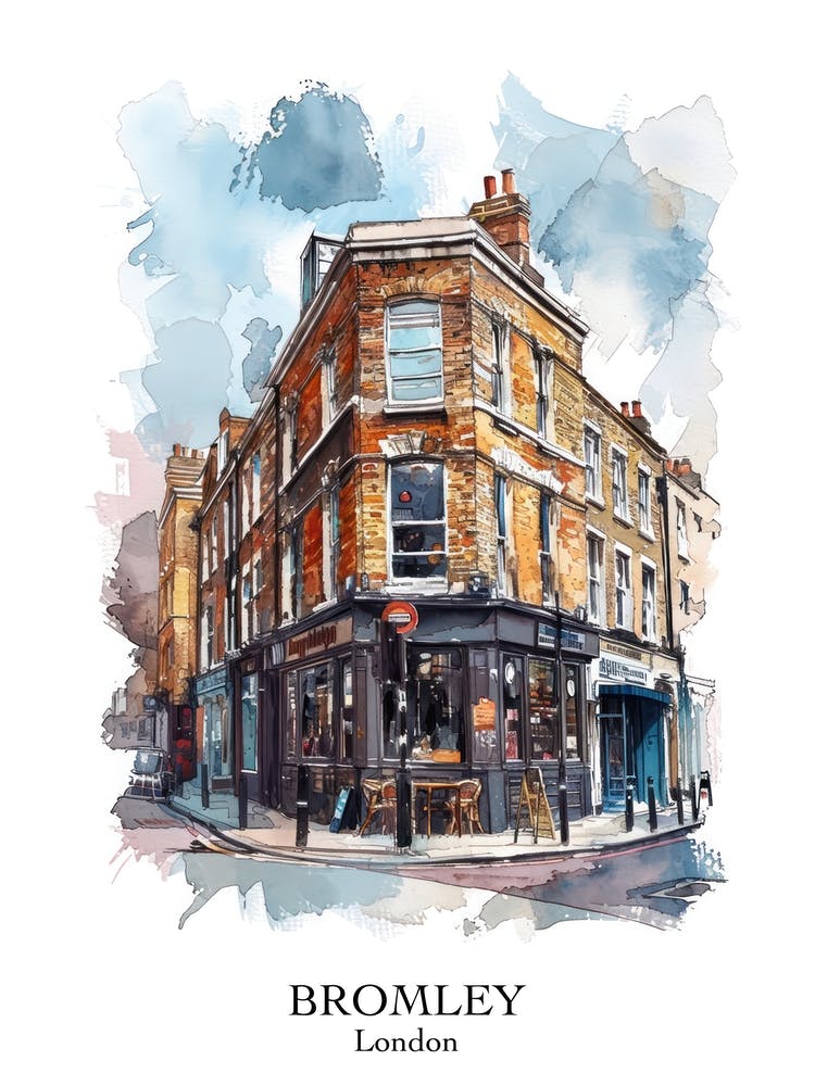 Bromley London Borough   Street Watercolour 3 Poster