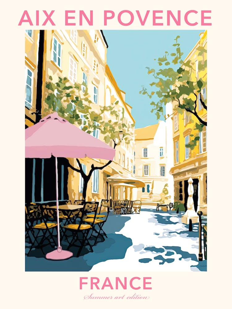 Aix En Povence, France, Flat Pastels Tones Illustration 3 Poster