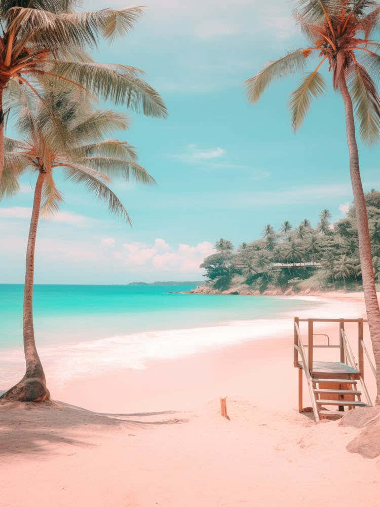 Surin Beach Phuket Thailand Turquoise And Pink Tones 1