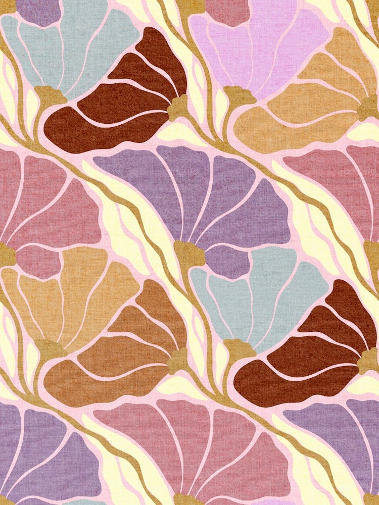 Nouveau Organic Fan Floral - Bold Golden Jewel Tones and texture