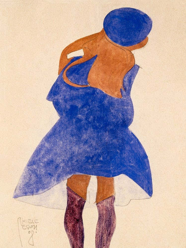 Standing Girl, Back View, Egon Schiele
