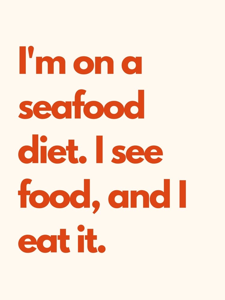 Seafood Diet Kitchen Typography Cream Red