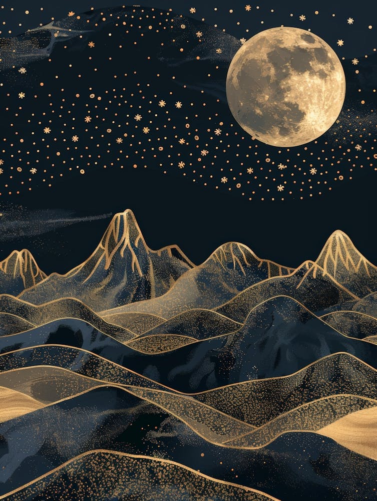 Moon And Stars In The Sky