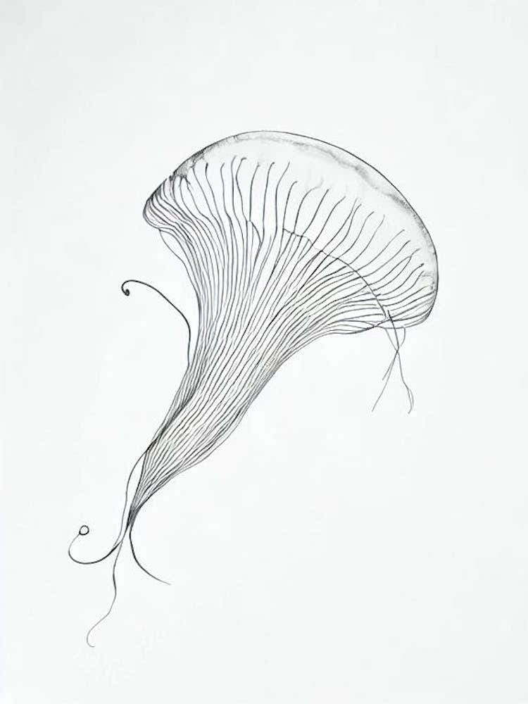 Jellyfish Black & White Drawing