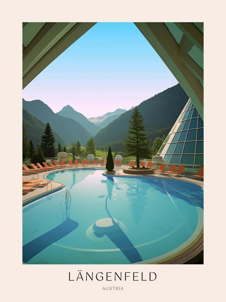 Längenfeld Austria Midcentury Modern Pool Poster