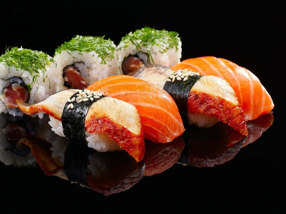 Sushi On Black Background