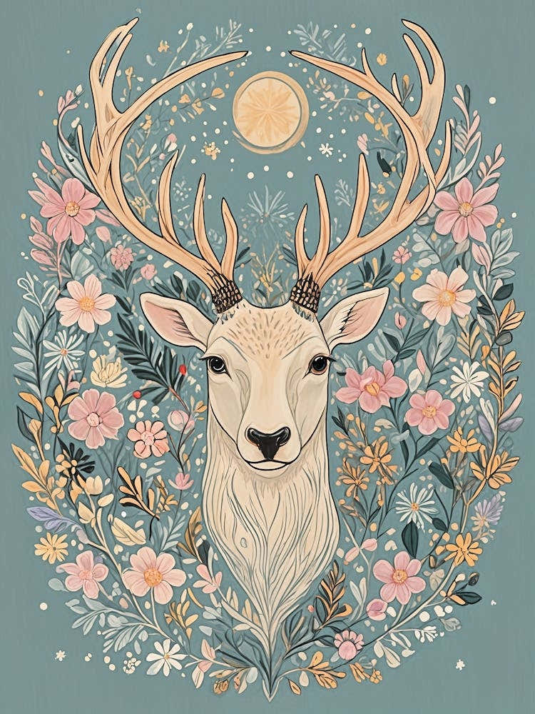 Floral Deer Head