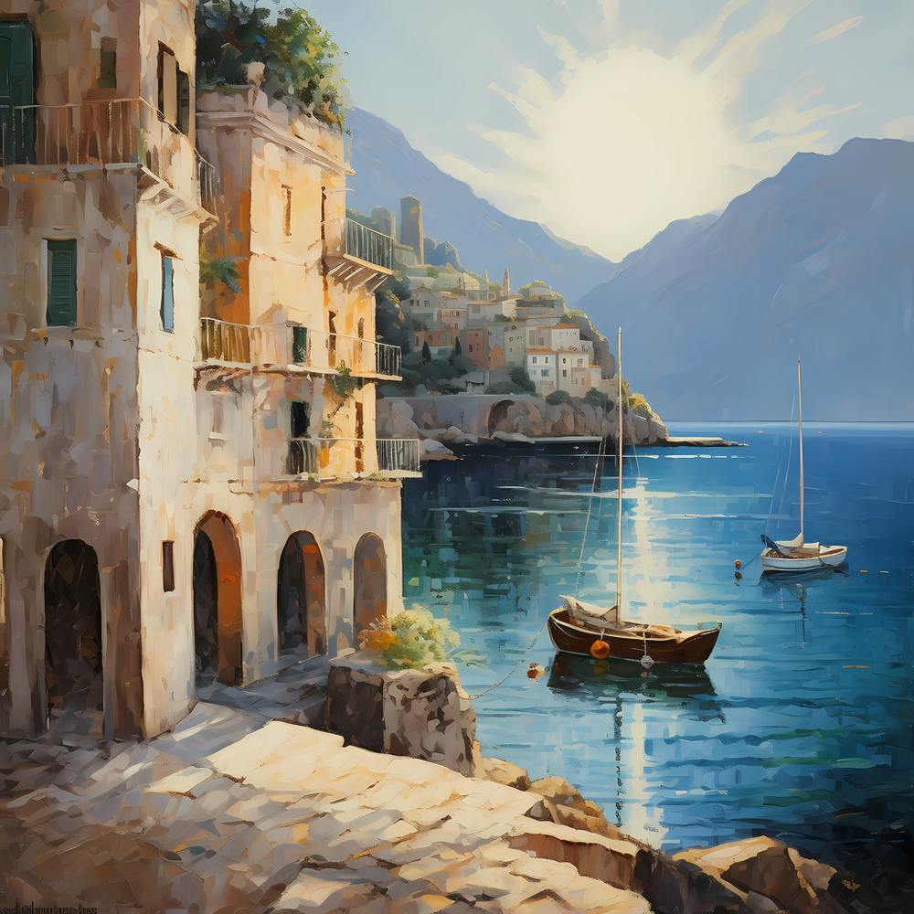 Majestic Murmurs: Watercolour Hues of Positano's Grandeur