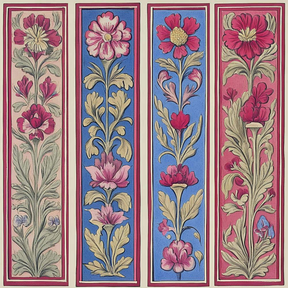 Four Floral Scrolls