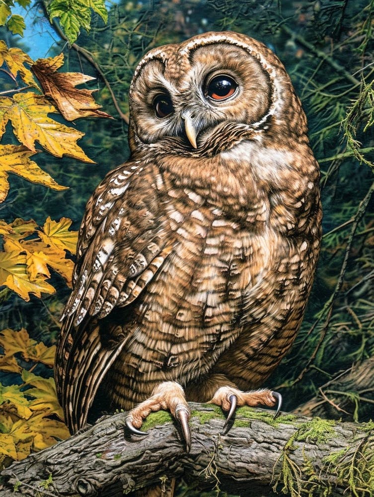 Spotted Owl Relief Illustration 4