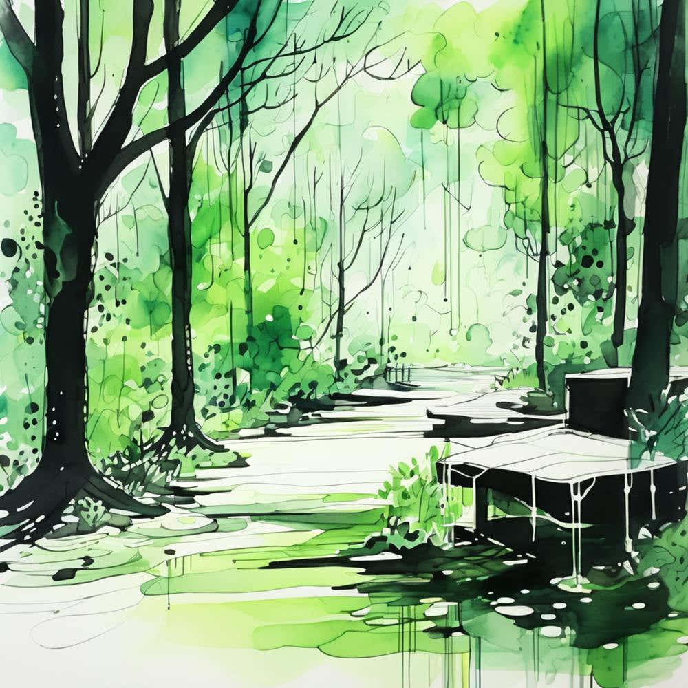 Watercolour Of Forest