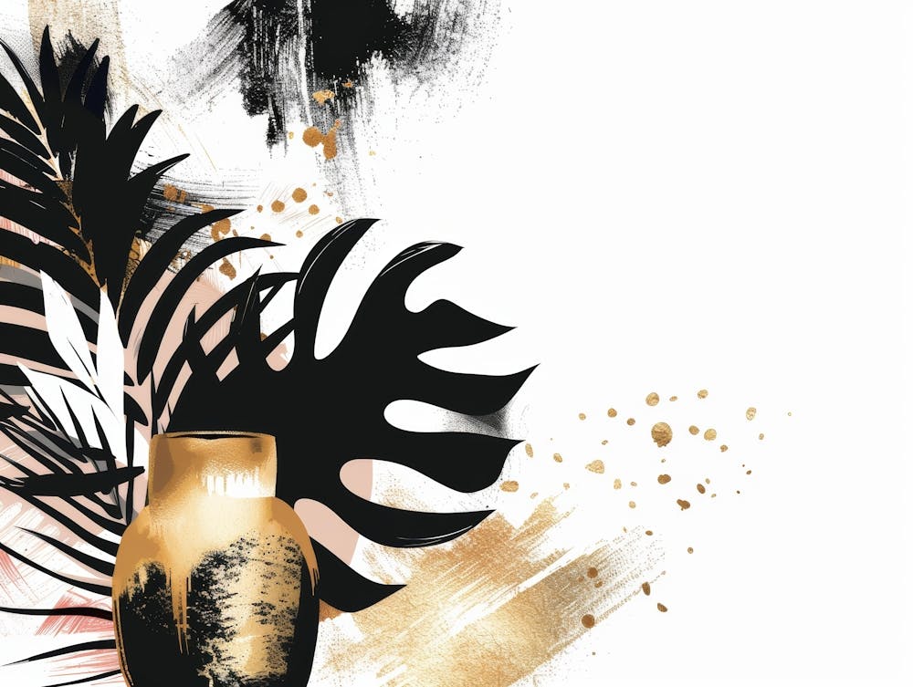 Gold And Black Abstract Painting 93