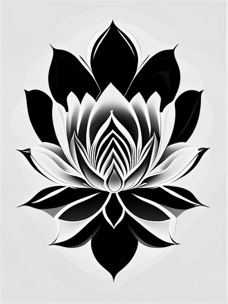 Lotus Flower Pattern Black And White Geometric 3