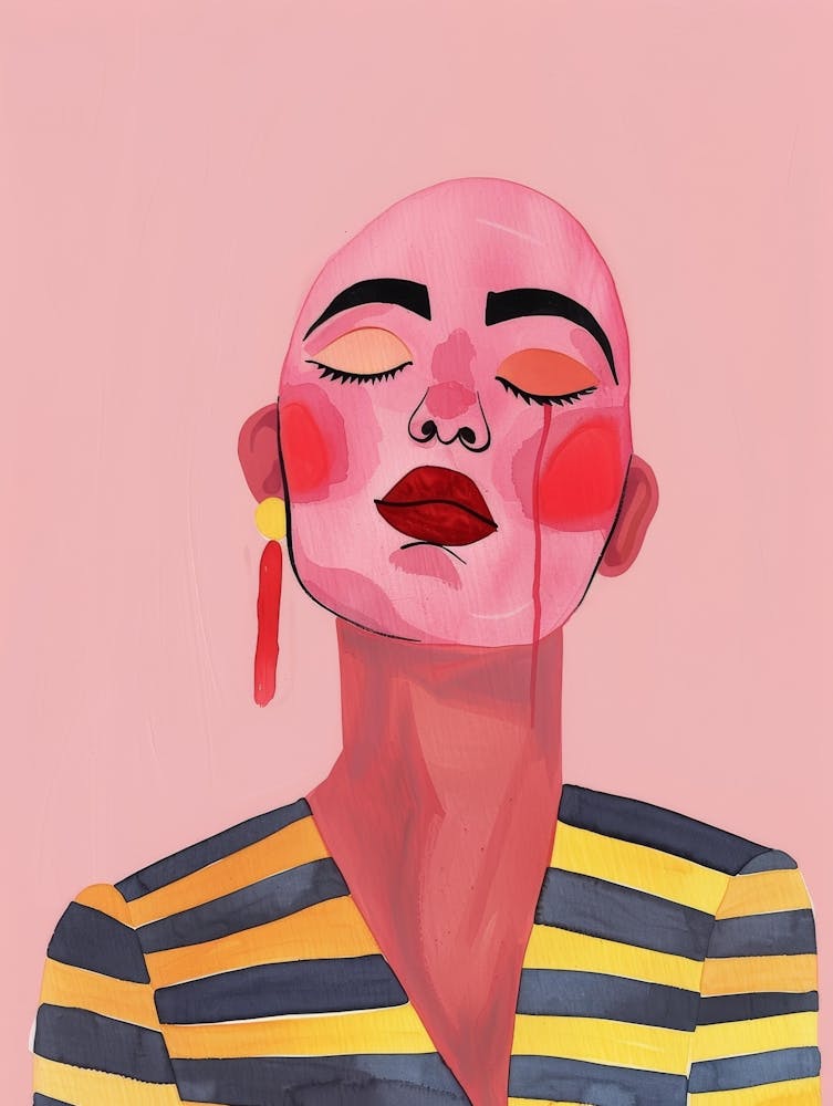 Woman With A Pink Face