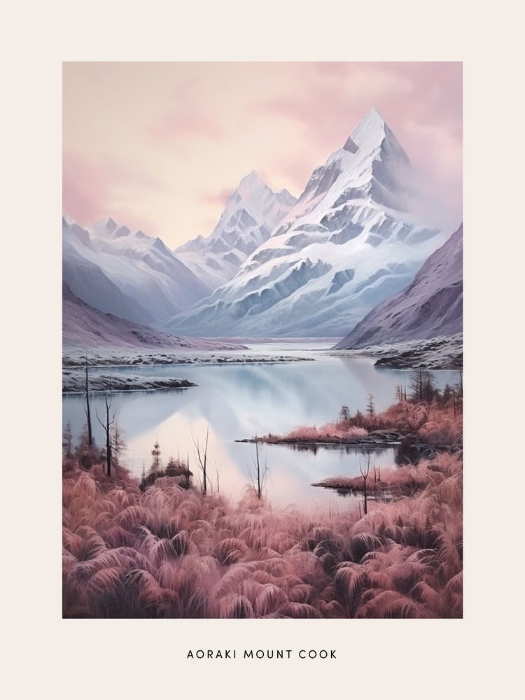 Dreamy Winter National Park Poster  Aoraki Mount Cook National Park New Zealand 1