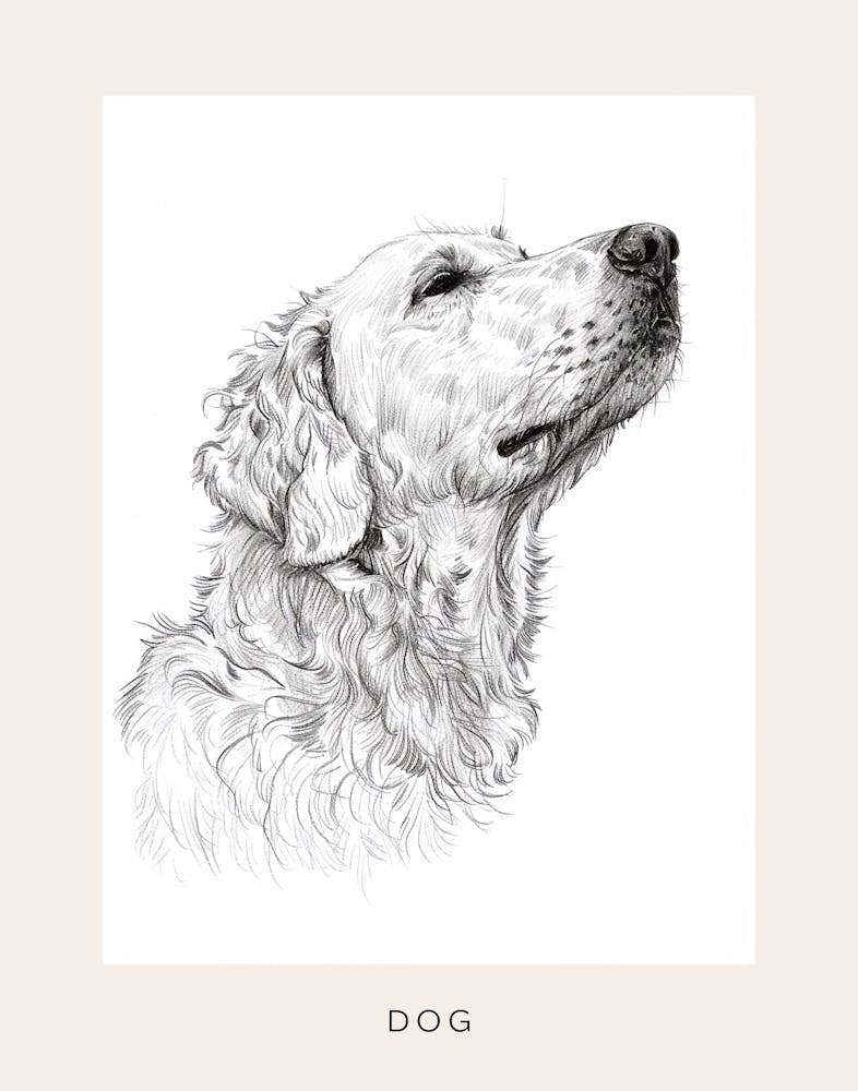 Hairy Dog Line Sketch 1 Poster