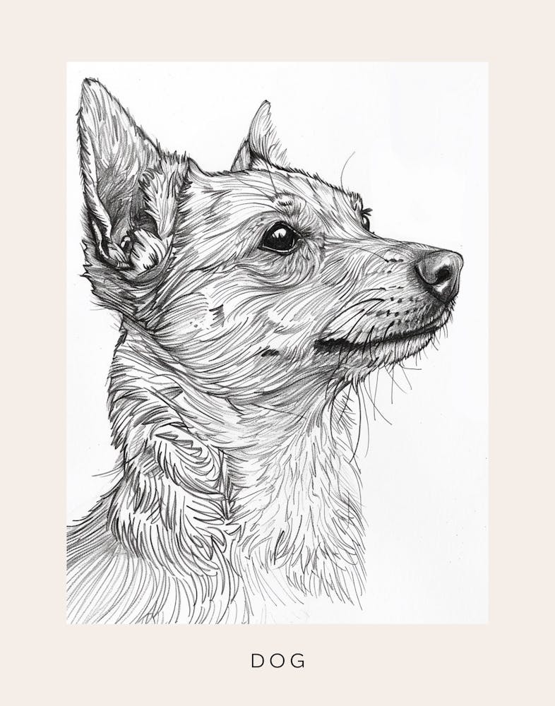 Furry Wire Haired Dog Line Sketch 1 Poster