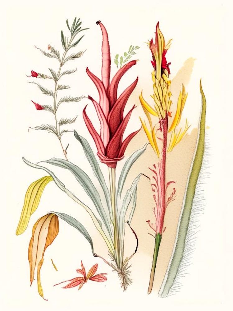 Helonias Root Spices And Herbs Pencil Illustration 4