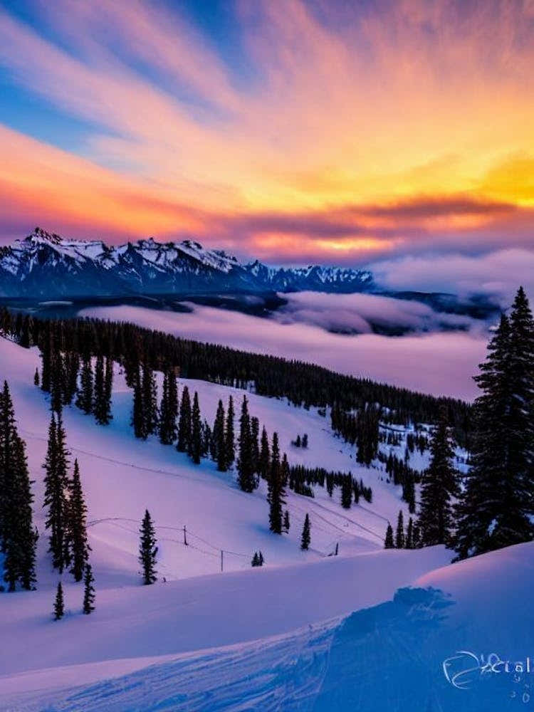 Telluride, Usa 1 Sunrise Skiing Poster