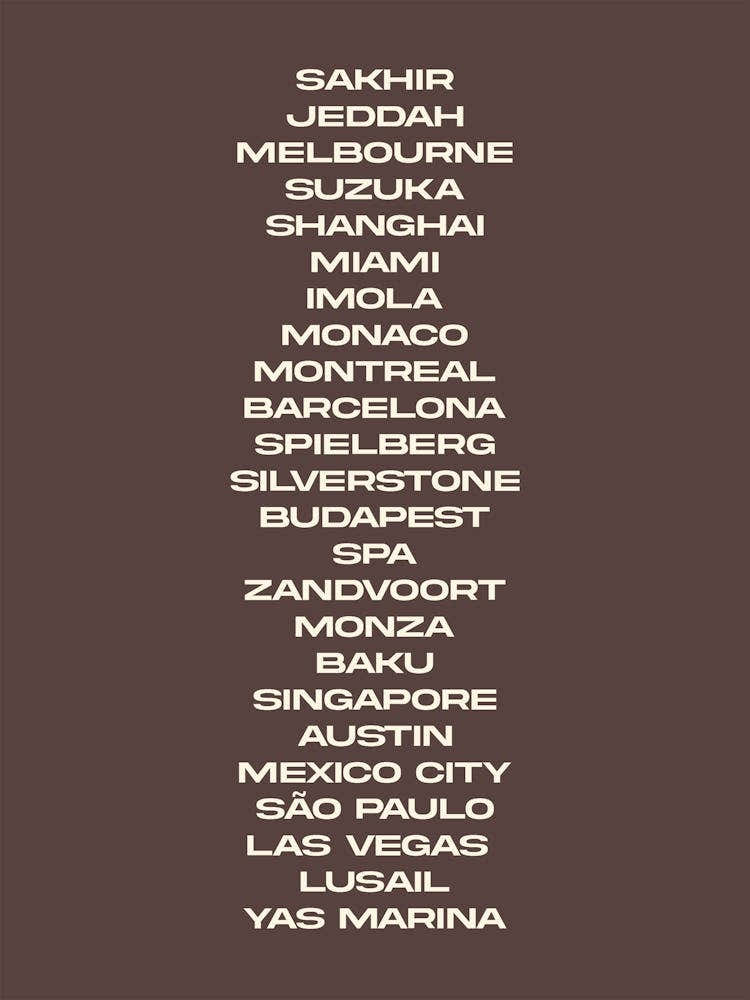 F1 Race Track Venues Formula 1 Racing Track F1 Merch Formula One F1 Poster Formula 1 Poster F1