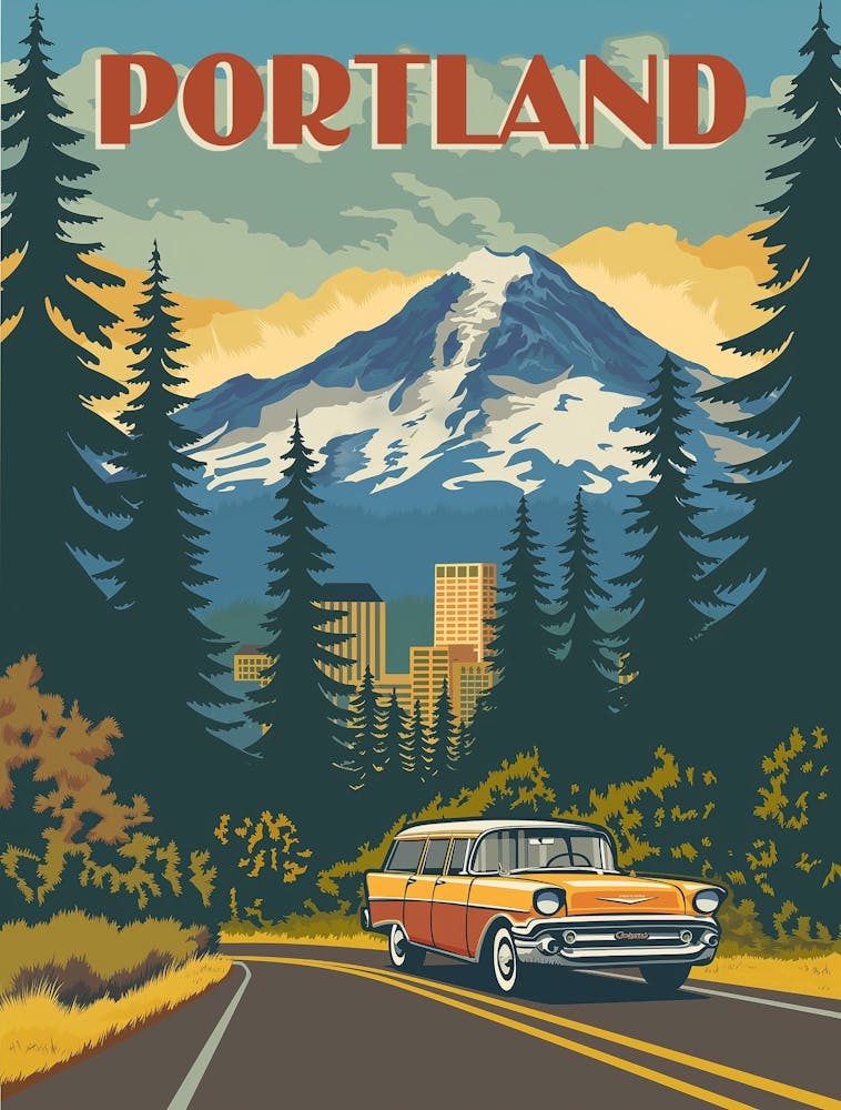 Portland, Oregon Vintage Travel Poster