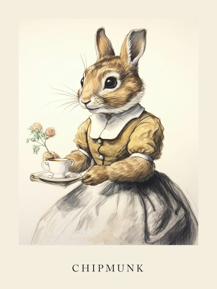 Beatrix Potter Inspired  Animal Watercolour Chipmunk 1