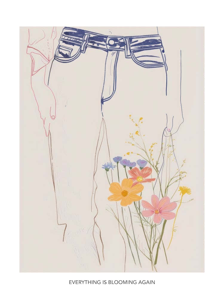 Everything Is Blooming Again Poster Jean Line Art Flowers 5