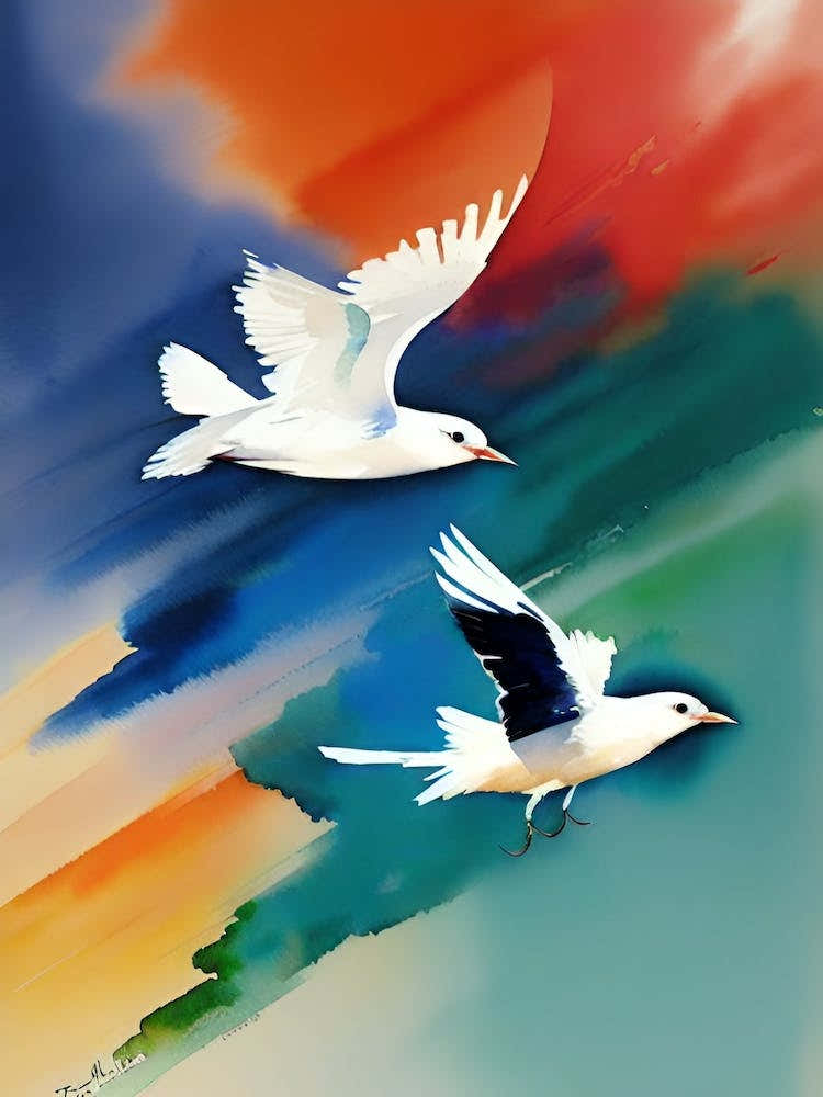 Two Birds In Flight