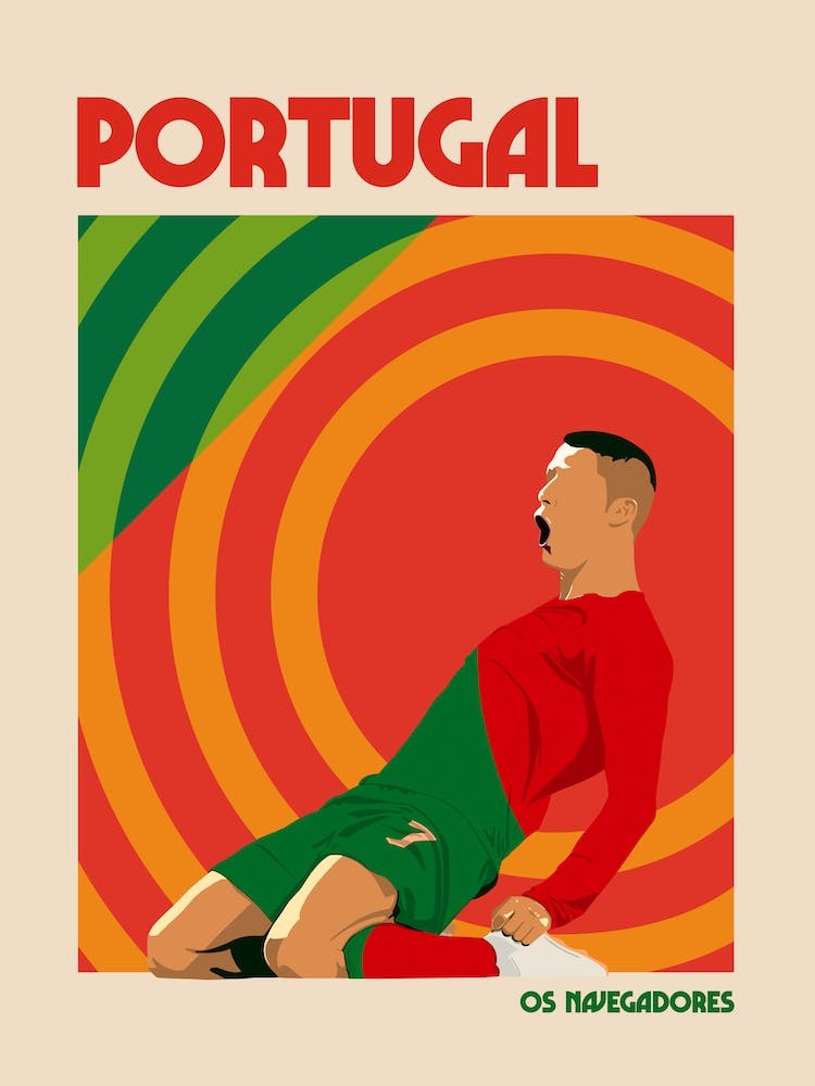 Portugal World Cup Football Retro Illustration