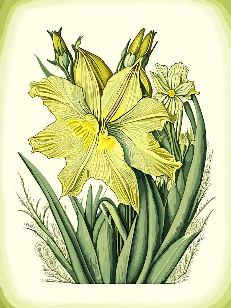 Daffodil Wildflower Vintage Botanical