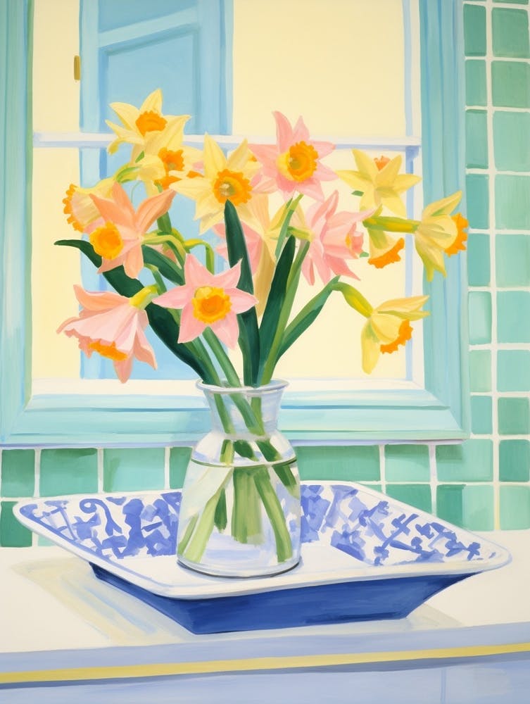 A Vase With Daffodil, Flower Bouquet 1