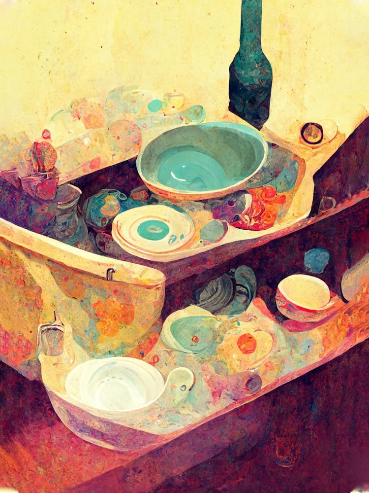 Kitchen Sink Surreal Oil Painting