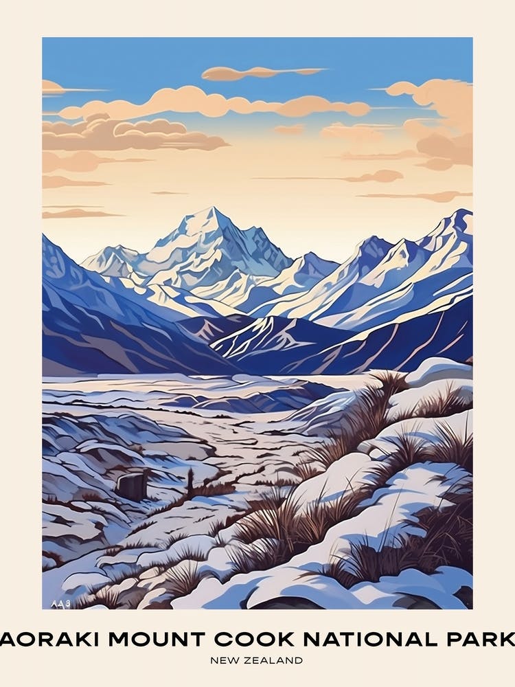 Aoraki Mount Cook National Park New Zealand 2 Poster
