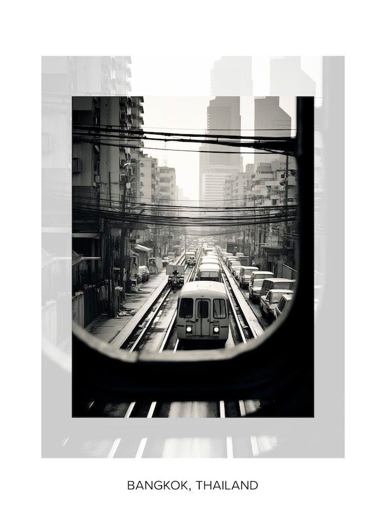 Poster Of Bangkok, Thailand, Black And White Old Photo 2