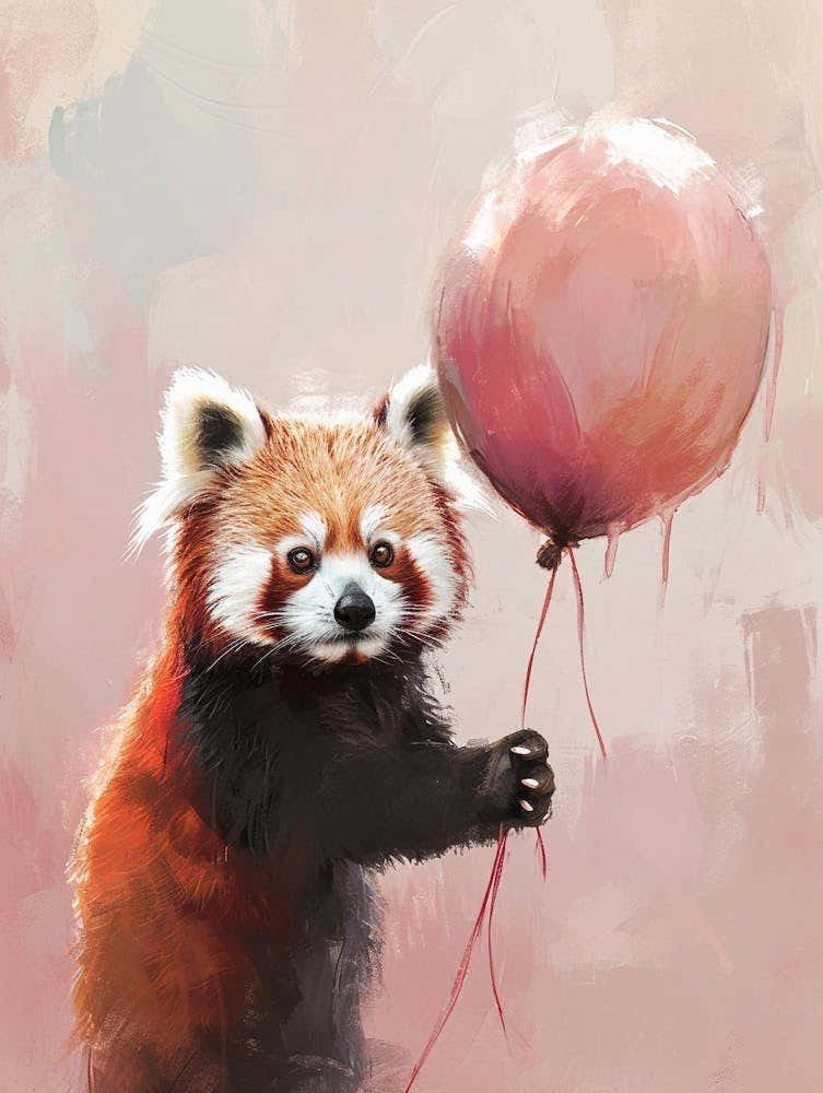 Cute Red Panda 4 With Balloon