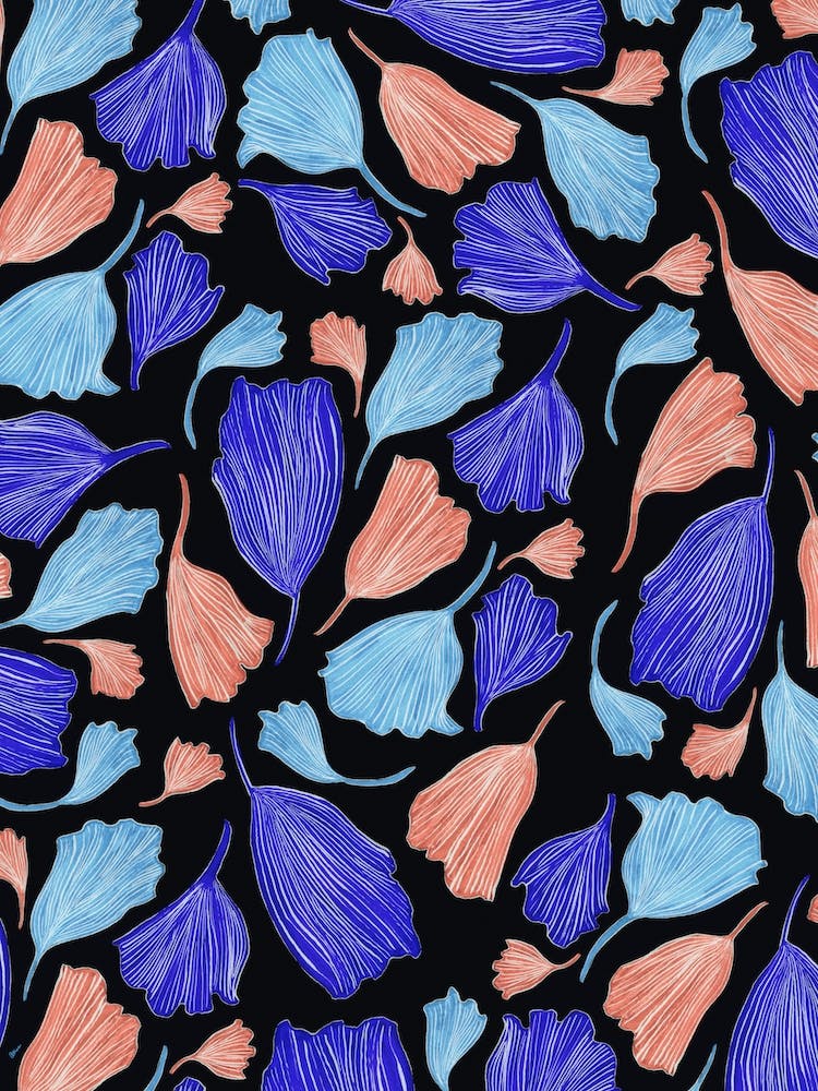 Midnight Ginkgo Leaves