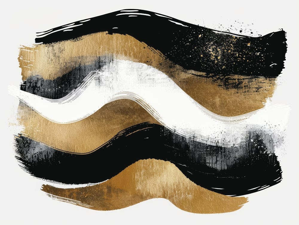Gold And Black Abstract Painting 62