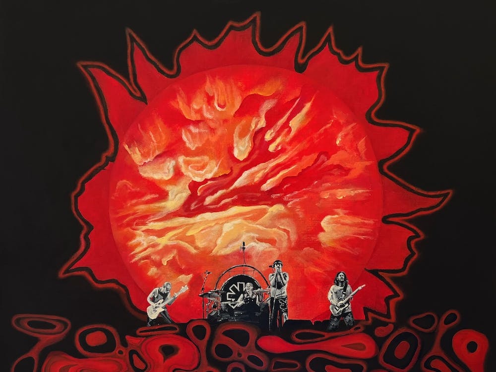 RHCP fire concert - music concert, RHCP rock band, star, punk, psychedelic