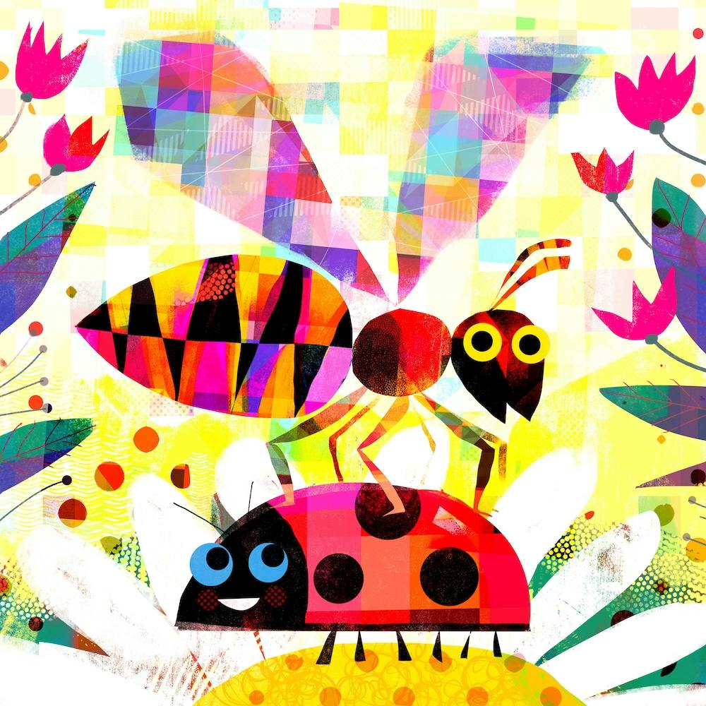 Wasp And Ladybird Square