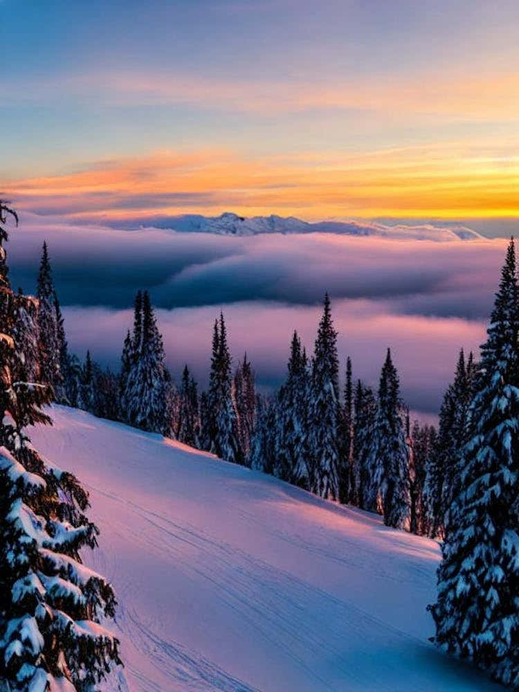 Schladming, Austria Sunrise Skiing Poster